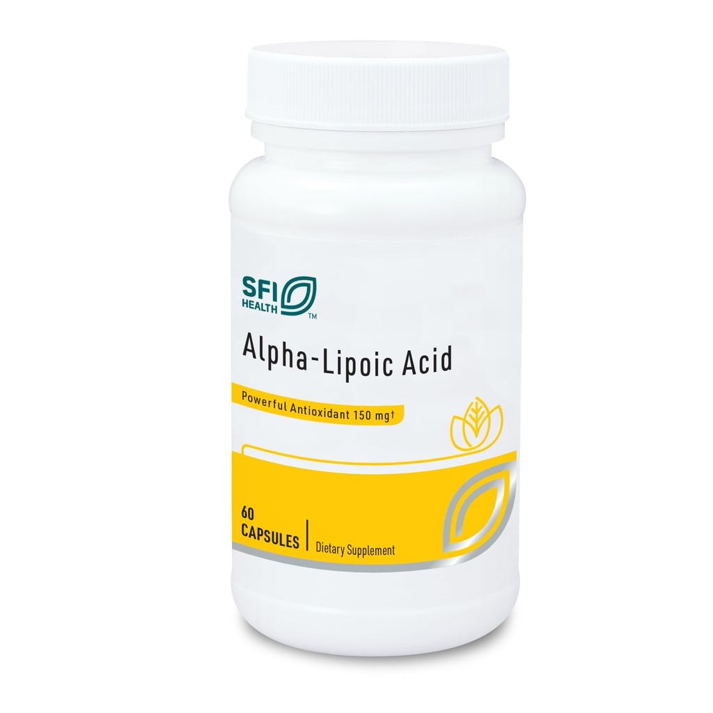 Klaire Labs SFI Health Alpha- Lipoic Acid 150mg - ALA täydentää edistää maksan detox, antioksidantti tuki - Hypoallergenic & Corn-free (60 kapselia)