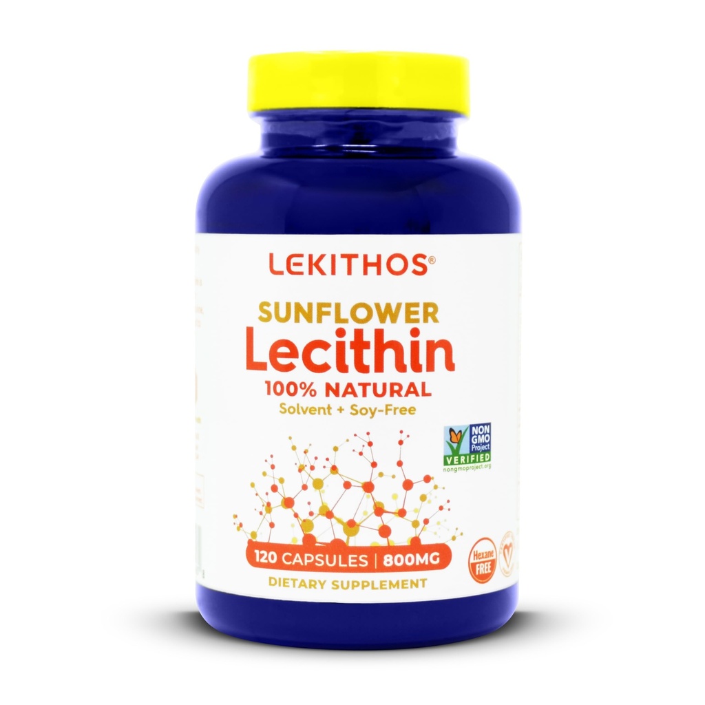 100% All-Natural Sunflower Lecithin Capsules, 1600mg Lecithin Supplement för män och kvinnor, 120 greve Softgel kapslar. Bra för Lactation Support! Cold Pressed, Vegan & Non-GMO