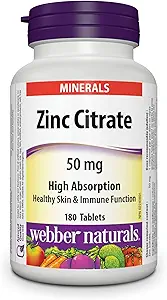 Webber Naturals Sinkkisitraatti 50 mg, 180 tablettia