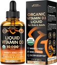 USDA Organic D3 10000iu - D-vitamiini D- tippa lapsille, lapsille ja aikuisille, Raskaus ja lapset turvallinen - Immuunijärjestelmä, mieliala, luun terveys ja lihasten tuki - Natural Orange maku - 2 fl oz, 60 ml