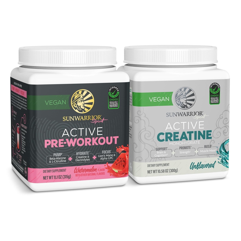 Sunwarrior Pre-Workout Powder Plant-Based & Vegan 30 Tarjoilut, vesimeloni & Creatiini Monohydraatti Powder ...