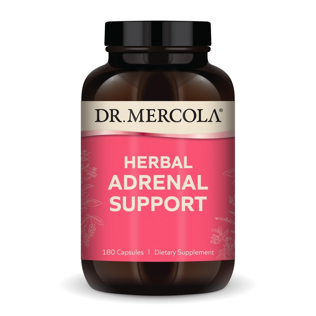 Dr Mercola Herbal Adrenal Support, 90 portioner (180 kapslar), Kosttillskott, humör och stresshantering, icke-GMO