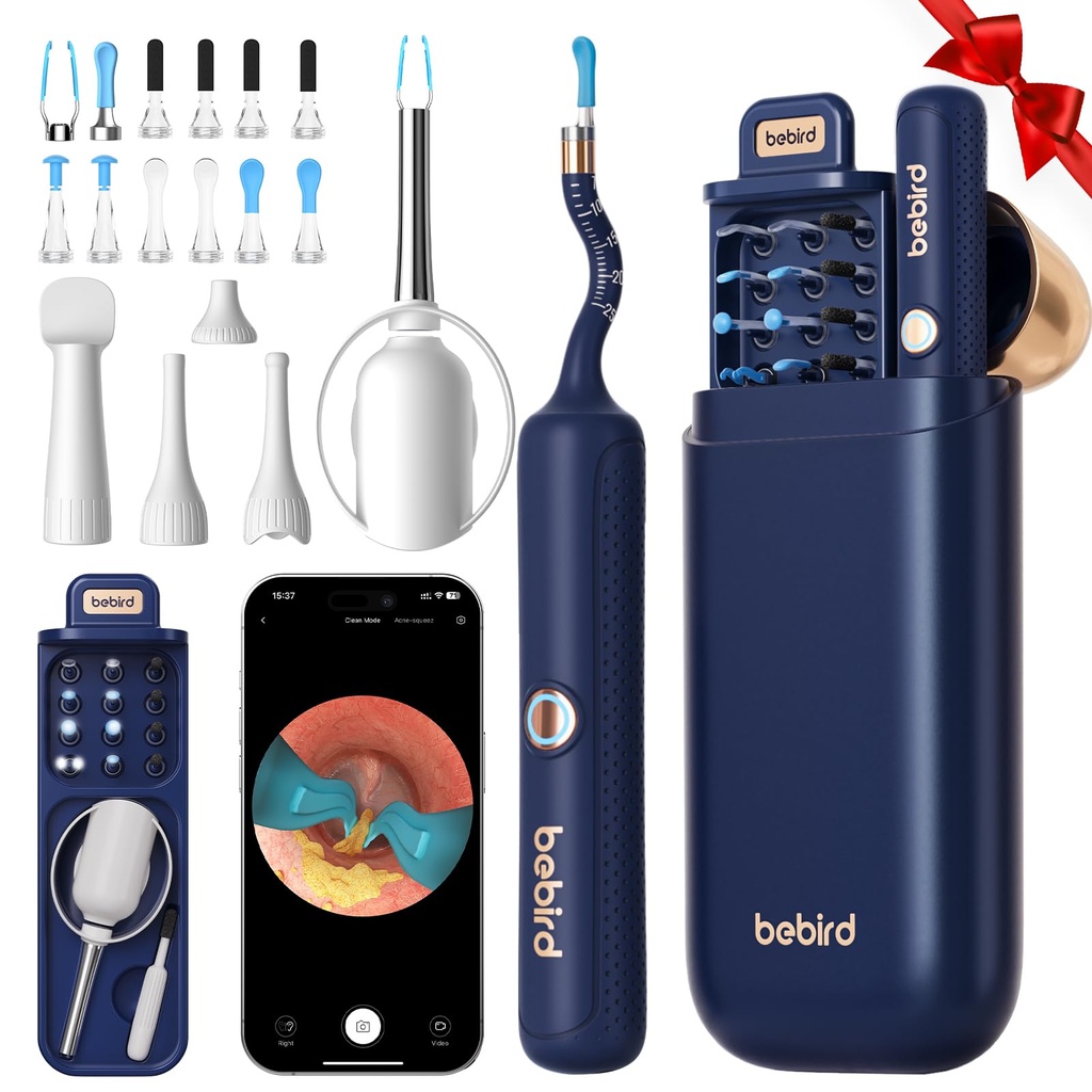 Bebird Earsight Plus R37R Korvanpuhdistus Kamera Vahanpoistotyökalusarja, Joustava korvan laajuus Otoskooppi Kamera Valo, Visual Ear Picker Langaton Korvanpoistaja Tweezers aikuisille ja lapsille