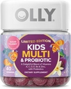 Olly Kids Multivitamiini & Probiootti, Limited Edition, Ruoansulatuskanavan tuki, vitamiinit A, D, C, E, B, Sinkki, purutabletti, Sugar Plummy - 40ct