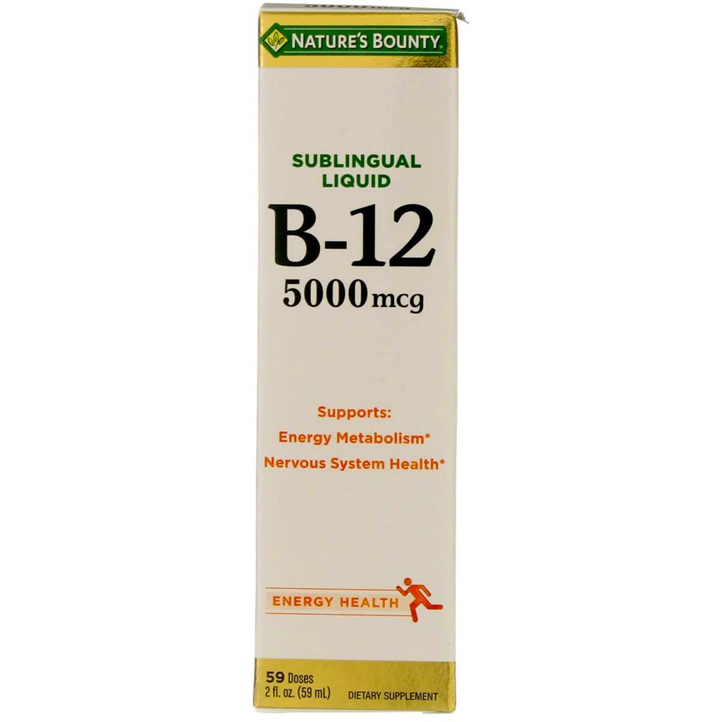 Naturens Bounty B-12 5000 mcg Sublingual Liquid Energy Health 2 oz (paket 4)