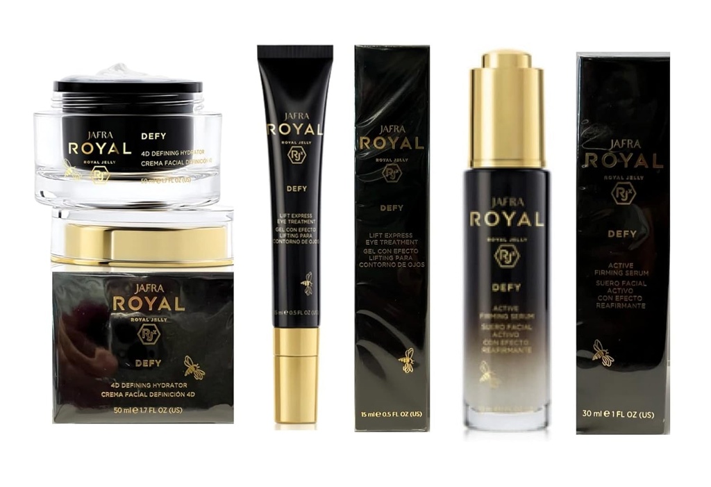 Jafra Royal Jelly Defy Trio-4D Defin Hydrator / Aktiv Firming Serum / Eye Behandling