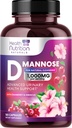 D-Mannose Supplement 1,350mg - med Cranberry, Hibiscus & Dandelion - Fast-Acting, Natural Urinary Tract & Bladder Support för kvinnor och män - Flush & Cleanse Impurities - Non-GMO, Vegan - 180 kapslar