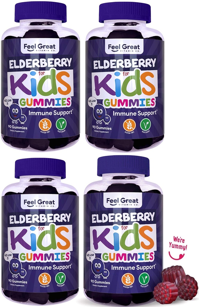 Tunne Suuret Lapset Elderberry Gummies sinkkiä ja C-vitamiinia (4-Pack) ... Lapset Immuuni Tuki Sambucus Elderberry Gummies ...