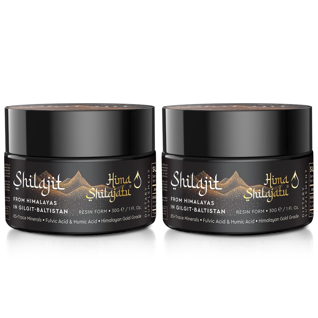 Shilajit Pure Himalayan Organic Shilajit Resin - Gold Grade 100% Purity Shilajit med Fulvic Acid & 85 + Trace Minerals Complex för energi och immunsupport, paket med 2 (4 månaders leverans)
