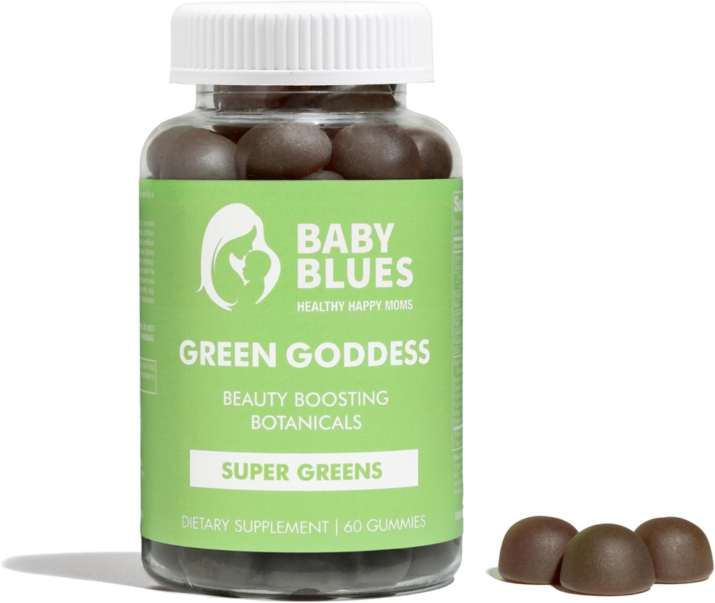 Baby Blues Green Goddess Gummies, 60 kreivi ravintolisä, kasvipohjainen, Gummy Form