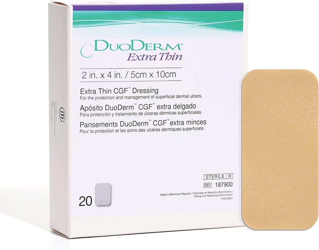 ConvaTec DuoDERM Extra ohut ohjaus Gel Formula 2"x4" Hydrokollooidi Steriili liima pukeutuminen pintahaavoja, alhainen kitka, Flexibile, latex-vapaa, vedenpitävä, suorakulmainen, Beige, 20ct laatikko