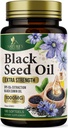 Black Seed Oil Softgels 1000mg - Premium Nigella Sativa Blackseed, Pure Natural Black Cumin Seed Oil & Antioksidant for Skin & Immuno Support - Non GMO, pullotettu Yhdysvalloissa täydennysosa - 180 Softgels
