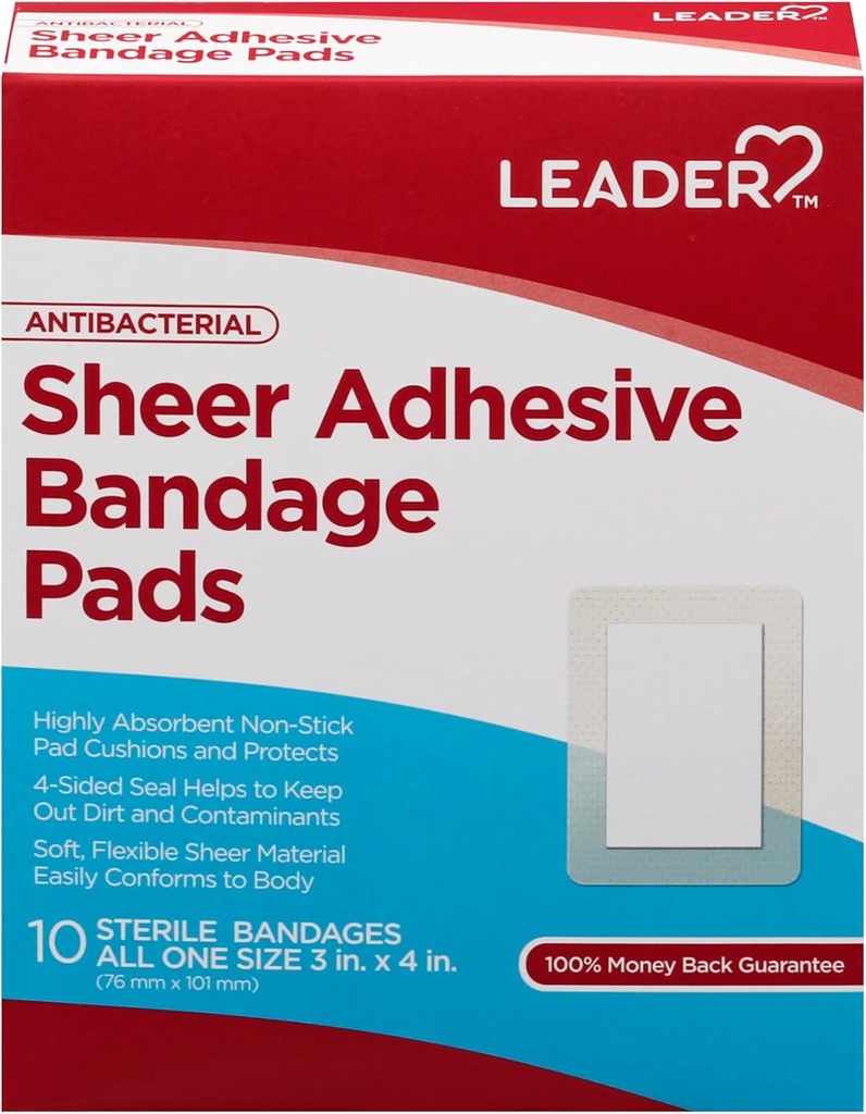 LEADER Sheer Liimalaastarit, pakkaukset Blends iho, Erittäin absorbentti Non-Stick Pad, ensiapu ja haavanhoito suoja, Vertaa laastari, Kaikki yksi koko 3/4" x 4", 100 ct.