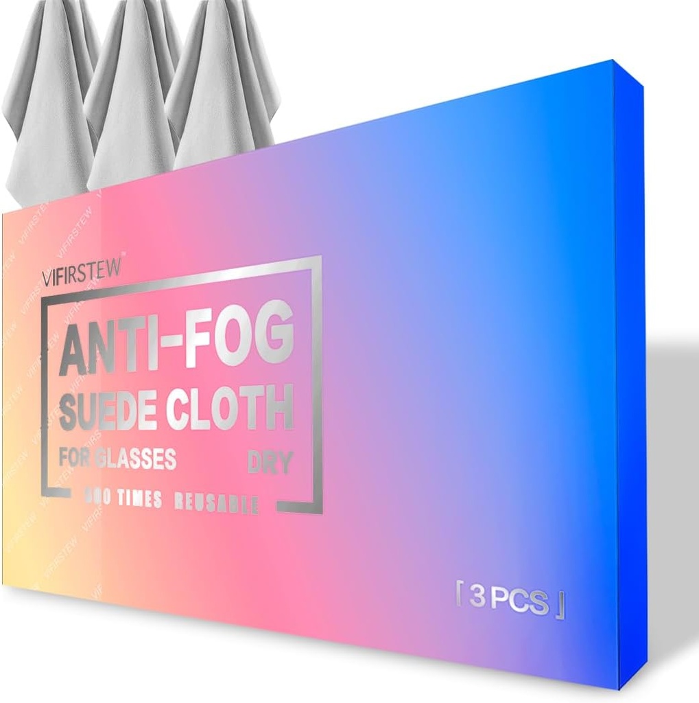 Torr Anti Fog Cloth, 3 Pack Antifogging Cloth för glasögon, skärm, glasögon, återanvändbar och portabel rengöringsklädsel Wipe för belagda glasögon med masker
