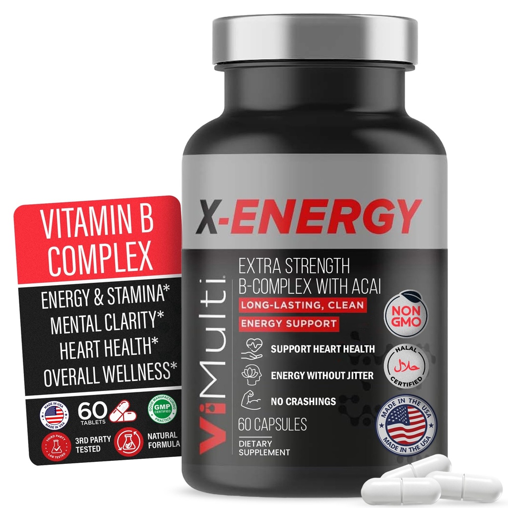 X-Energy Extra Strength B Complex, jossa on kofeiinia ja B12-vitamiinia.