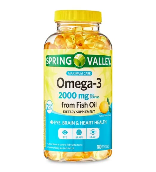 Spring Valley Omega-3 från Fish Oil Maximum Care Softgels, 2000mg, 180 Count