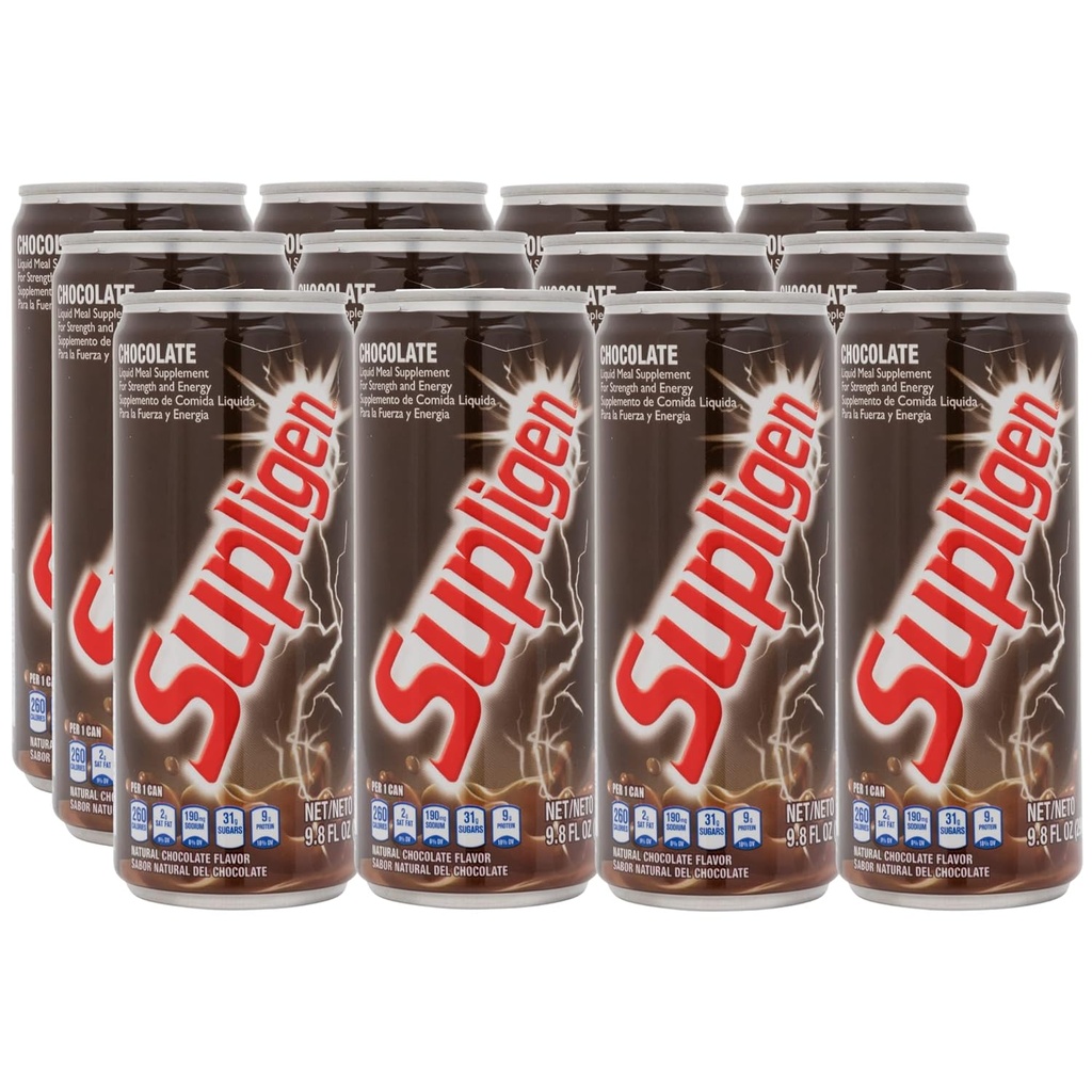 Supligen Chocolate Liquid Meal Supplement, 9,87 oz (Pack of 12) - Protein & Vitamin Shake för energi, styrka och återhämtning - Redo att dricka näringsmål