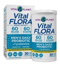 Vital Planet - Vital Flora Probiotics for Men, 60 Billion CFU, 60 Diverse Strains, 7 Organiska Prebiotika, Mäns Daily Shelf Stable Probiotic för Immune Support, Gas Relief, Digestive Health 30 Capsules