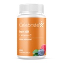 Celebrate Vitamins Iron Supplement med 60mg Iron & Vitamin C - Berry Chewables för bariatriska patienter, Gastric Bypass & Sleeve Gastrectomy Support - 30 tabletter för hälsounderhåll