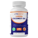 Vitamatic Virgin Coconut Oil Softgels, 3000 mg per Serving, 60 tarjoilua, 180 gluteeniton, ei-GMO