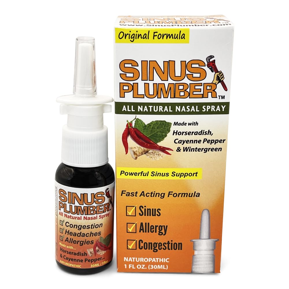Sinus Plumber Pepper Nasal Spray, Allergy och Sinus Relief, Överbelastning, Huvudvärk, 1 fl oz