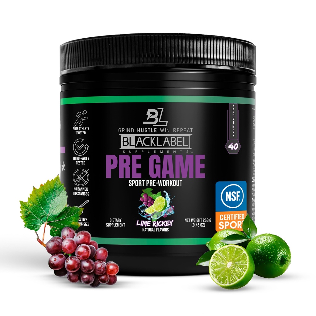 BLACKLABEL Lisäravinteet Pre-Game Pre Treenout Powder, Lime Rickey (40 Servings) 