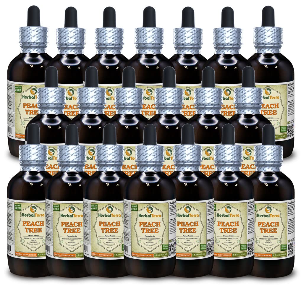 Persikkapuu (Prunus Persica) Tincture, kuivattu Bark Liquid Extract (Brand Name: HerbalTerra, Proudly Made in USA) 20x4 fl.oz (20x120 ml)