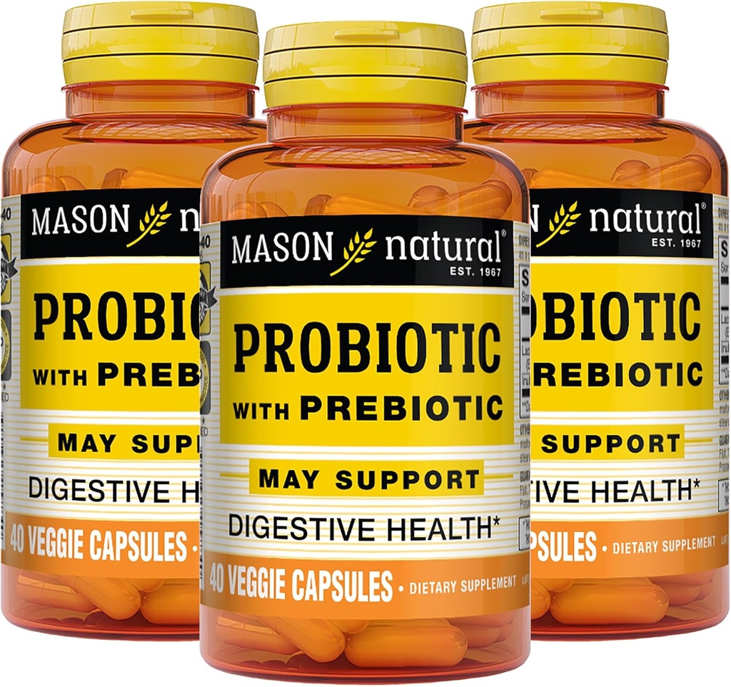 Mason Natural Probiootti prebiootti, 120 päivän tarjonta normaalin ruoansulatuskanavan & Parannettu Gut Health, 3 pakkaus