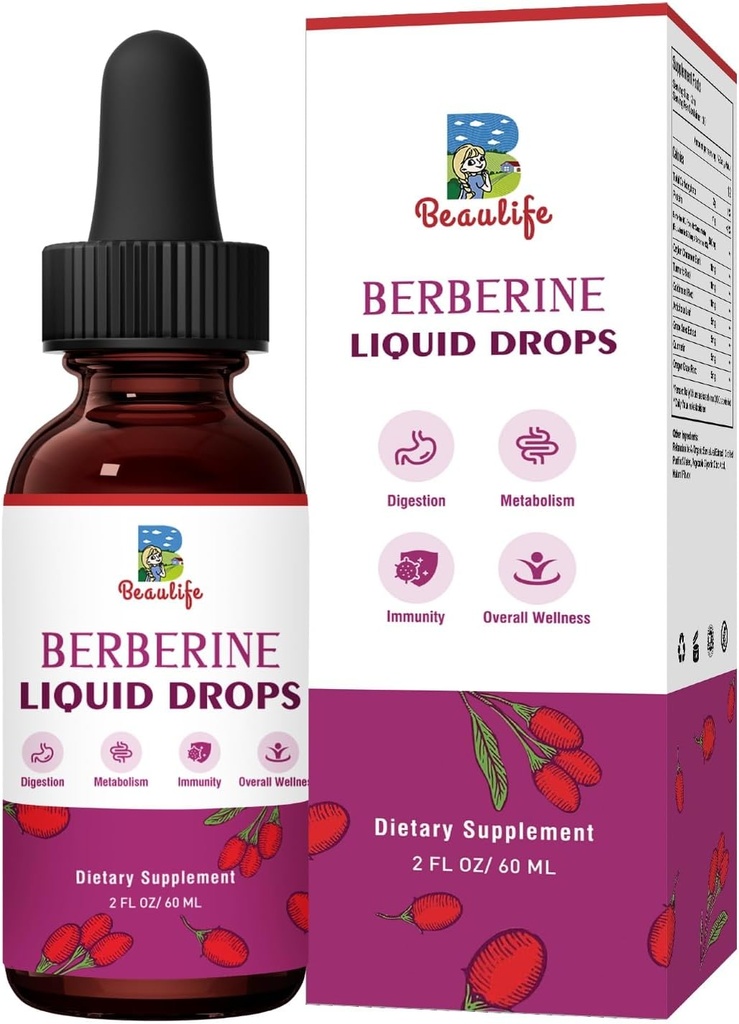 Berberiini HCL täydennysosa - berberiini nestemäiset drops Goldenseal juuri, Artichoke Leaf, Ceylon kaneli, Berberine Veggie täydentää Immuuni, Digestion System ja Heart Health Tuki