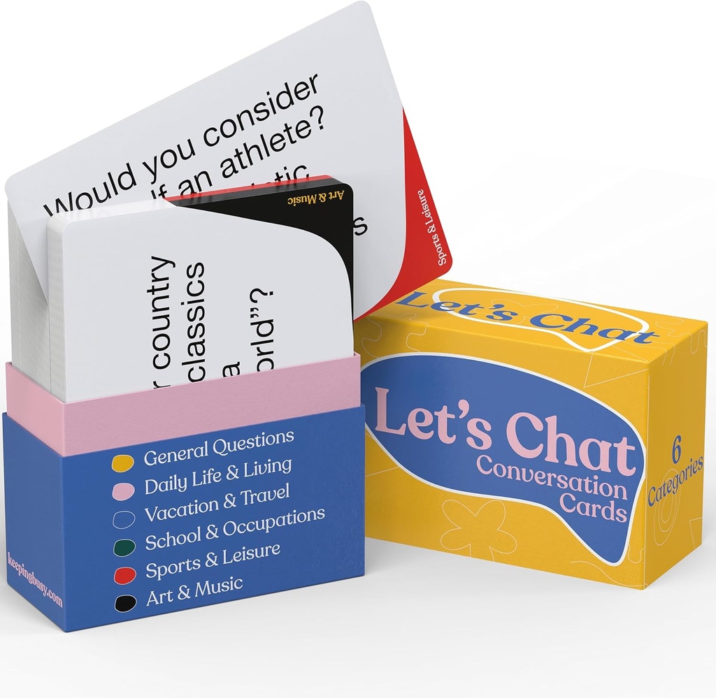 Pidetään kiireinen Let's Chat Conversation Cards ... Dementia Aktiviteetit Seniorit Alzheimers Activities for Dementia Potilaat Alzheimers Tuotteet Ikäihmisten lahjat Ikäihmisten naisten muisti Pelit aikuisille