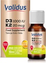 VALIDUS D3K2-vitamiinin tiput ... Korkeatehoinen D3-vitamiini + K2 MK-7, 250 nestepisaraa, tehostettu absorptio luun ja sydämen terveyteen, tukee immuunitoimintaa, ei-muuntogeenisiä organismeja, Gluteeniton, helppo käyttää, 10 ml
