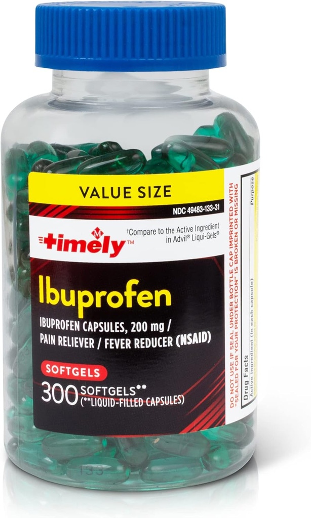Time-Cap LBS, INC. Aikaisin Ibuprofeeni 200 mg - 300 Liquid Softgels - kivunlievitys Tabletit ja kuumeen reduktori - päänsärkyä lievittävä, kuukautiskipu, hammassärkyä lihassärkyjä ja niveltulehduskipu
