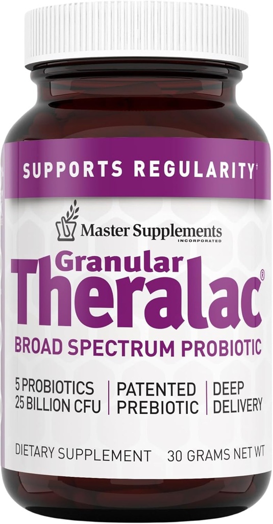 Master Supplements Granular Theralac - 1.05 oz - Multi-Strain Probiootti jauhe Optimal Gut Health - Great for Kids - Vegan, Gluteeniton - 40 tarjoilua