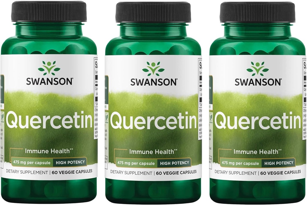 Swanson High Potency Quercetin - Antioksidantti puolustus - (60 kasviskapselit) 3 pakkaus