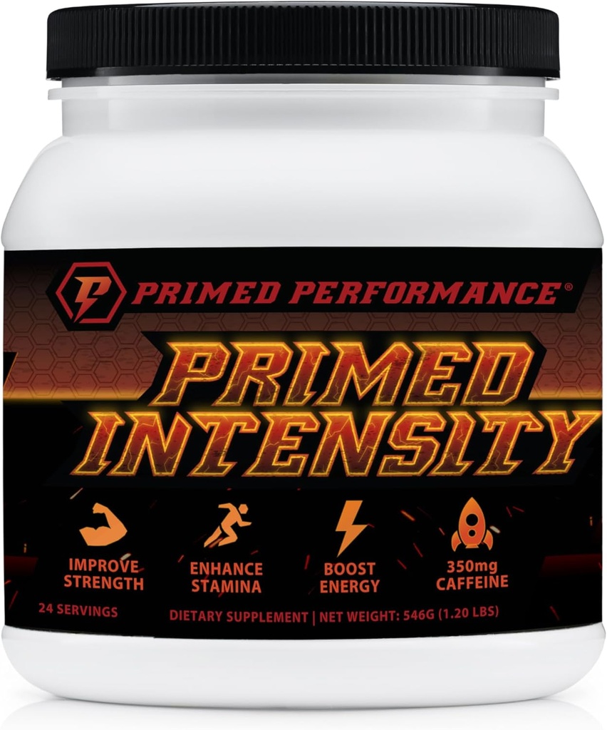 Primed Intensity Pre-Workout täydentää - Kaikki luonnolliset - Beta-Alanine, kofeiini, Creatiini, Citulline, NO Booster (24 tarjoilut) (vadelma sitruunamehu)