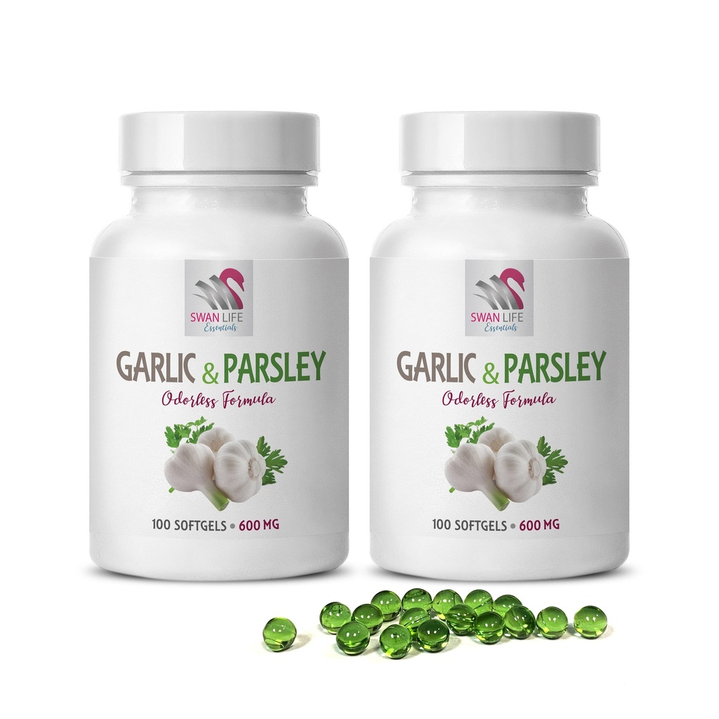 valkosipuli täydentää - GARLIC JA PARSLEY ODORLESS FORTULA - luun terveys vitamiineja naisille, valkosipulia allesiini, allisiini, valkosipulin täydentää, garlic persilja, persilja kapselit, hajuton valkosipuli - 2B 200 Caps