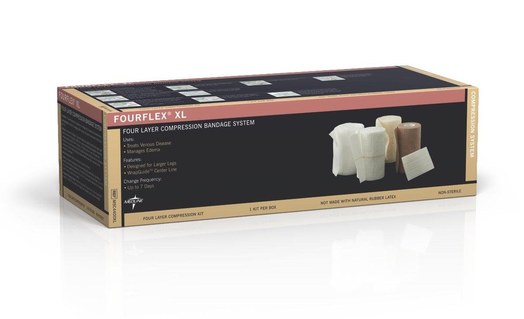 Medline Fourflex XL 4-Layer puristusjärjestelmä, koko XL, Tehokas kroonisen Venous riittävyyttä, tapauksessa 8 Kits