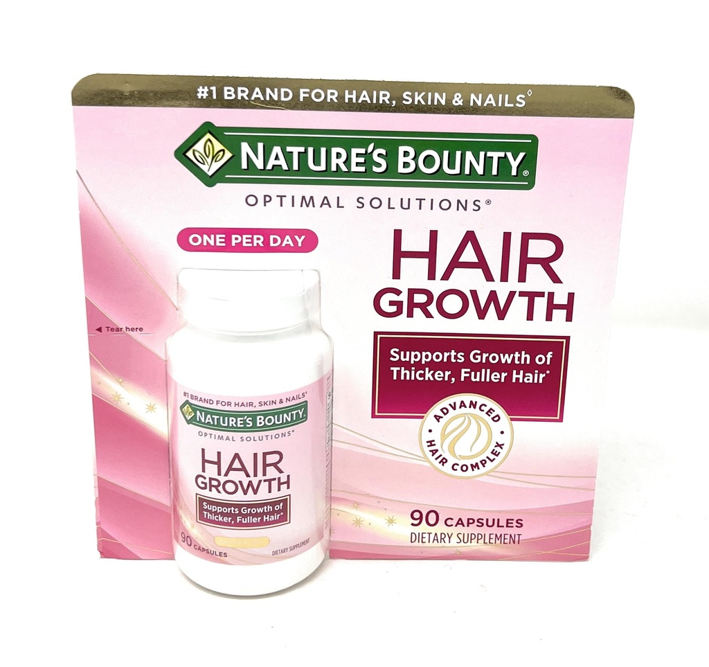 Naturens Bounty Hair Growth Supplement, 1 per dag, kliniskt visade för att stödja tjockare, Fuller Hair, med Biotin, Silicon & Arginine, 90 kapslar