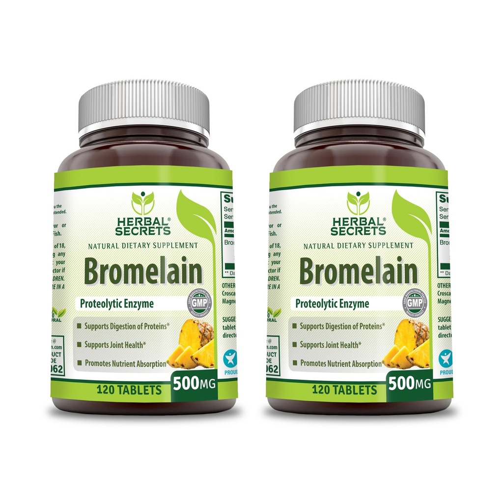 Herbal Secrets Bromelain 500 Mg 120 Tablets Supplement 