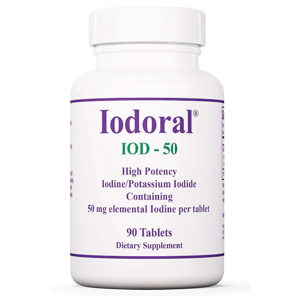 Optimox Iodoral 50 mg täydennysosa - Kaliumjodiditabletit, kilpirauhasen tuki, päivittäiset vitamiinit ja mineraalit, Lugolin jodiliuos - 90