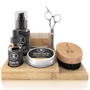 Striking Viking Beard Growth Kit - 7-Piece Set, Sandalwood Scent & Caddy - Oil & Balm med Beard Brush, Dual-Sided Comb & Scissors plus Mustache Comb för Grooming & Styling