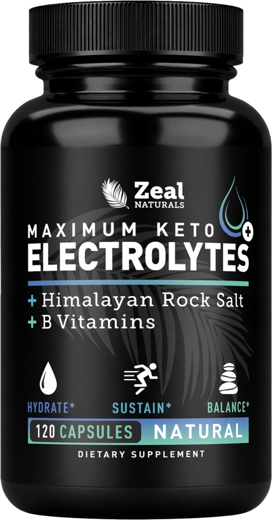 Keto Elektrolyytti täydentää (120 kapselia) Keto Elektrolyytti täydentää Pillereitä w Pink Himalayan Salt, B-vitamiinit, magnesium ja kalium Supplement - Suola pillereitä & Elektrolyytti tabletit