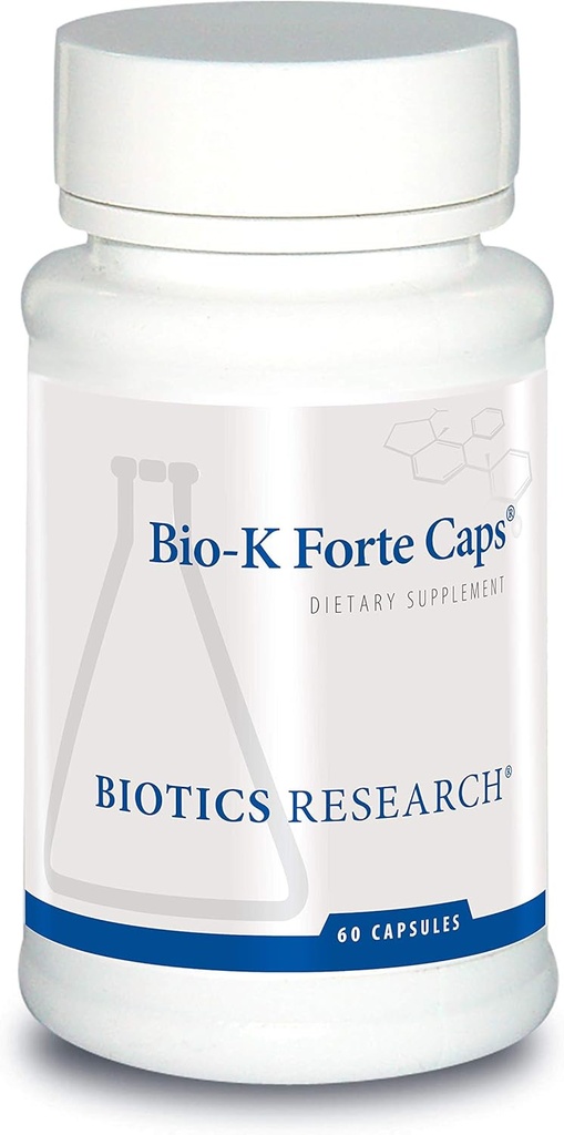 Biotics Research Bio K Forte Caps K-vitamiinin menakinoni 7, fytonadioni, Yhdistelmä K1 & MK 7:n kanssa 1:10 suhde. Korkea teho K-vitamiini SOD ja Catalase 60 kapselia