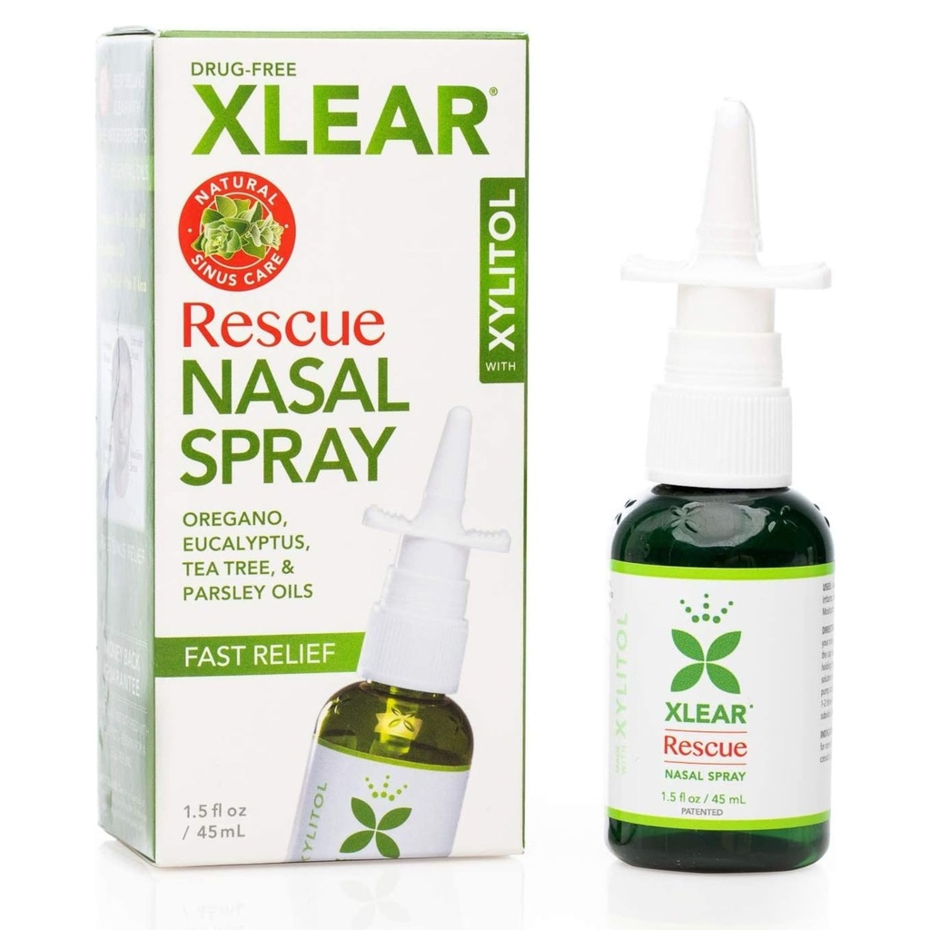 Xlear Rescue Natural Nasal Spray Xylitoli, Oregano ja Tea Tree, 1,5 fl oz (Pakkaus 1)