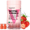 Kasvu Gummies Biotin 10,000 mcg - Vegaani hiukset vitamiineja Gummy for Yor Terveet hiukset, iho ja kynnet, lisätty B-komplex, D-vitamiini, A-vitamiini ja sinkki - hiusten täydentää naisten (60, Mansikka)
