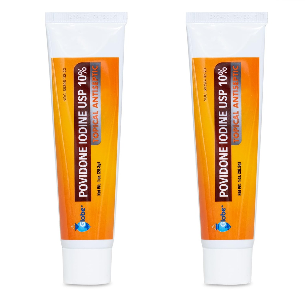 Globe (2 pakkaus) Povidoni Jodi 10% ensiapuvoide 1 Oz, Cuts Scrapes Burns (vertaa Betadine)