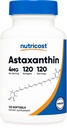 Nutricost Astaksantiini 4 mg, gluteeniton ja muu kuin GMO:ton, 120 Softgels (4 kuukauden toimitus)