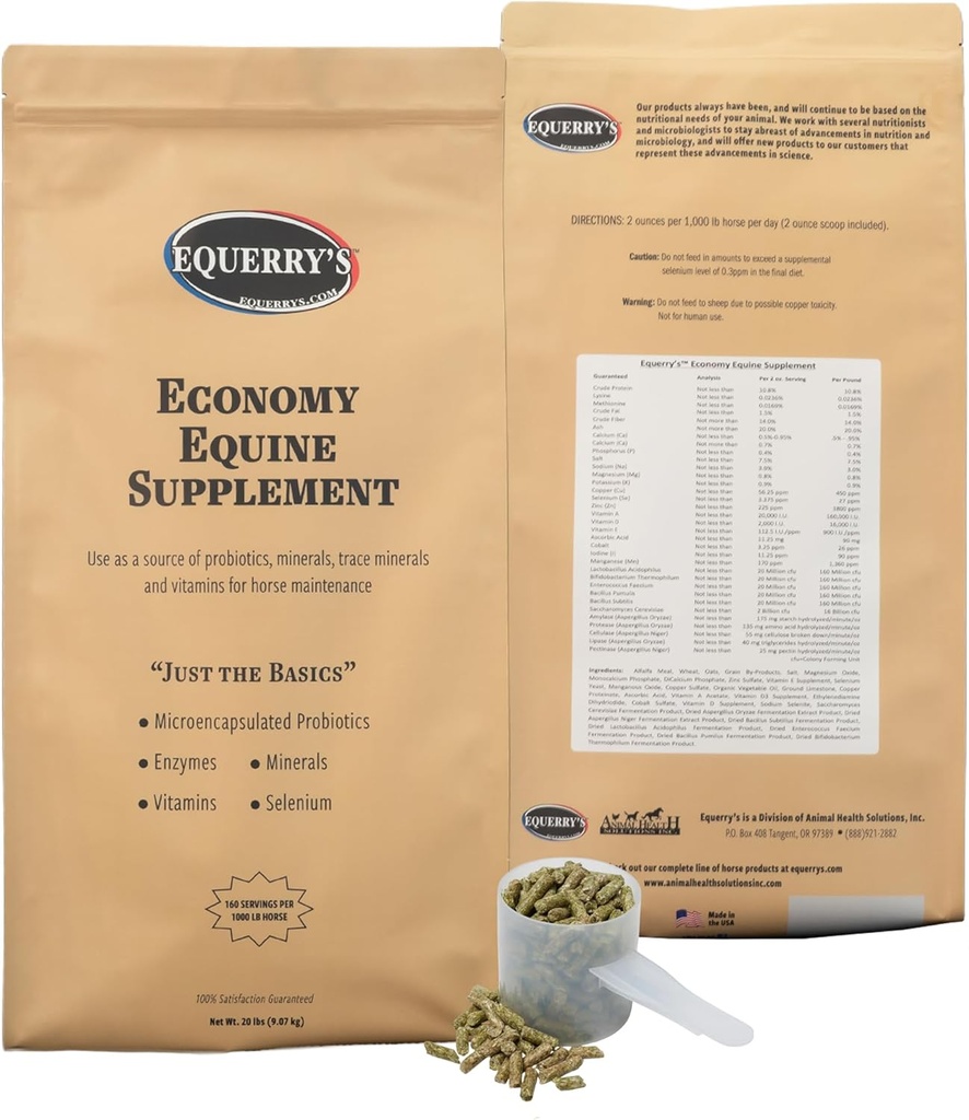 Equerry Economy Equine Supplement - Horse Probiootit . Lisä hevonen vitamiineja ja kivennäisaineita täydentää Entsyymit ja Selenium,20lb