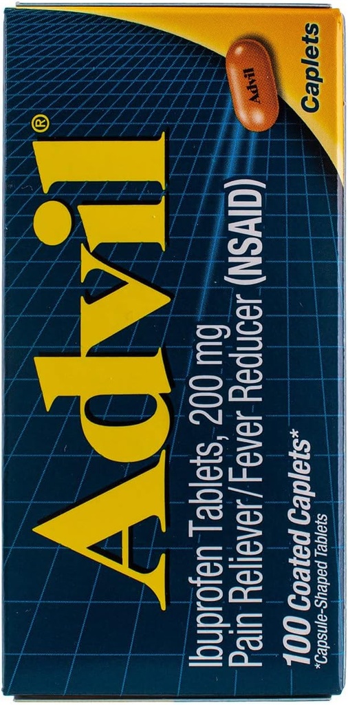 Advil Pain Reliever/Fever Reducer 200 mg Caplets - 100 Ct, 3 kpl pakkaus