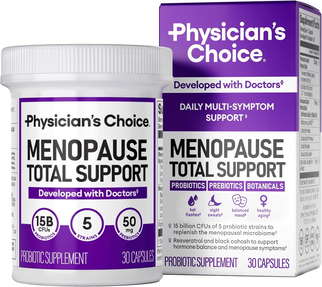 Lääkärin valinta Menopause Probiootti täydentää naisille - tukee hormonitasapainoa, kuumat välähdykset, yöhiet, painonhallinta, turvotus ja Gut Health - kanssa Black Cohosh, Resveratrol+ - 30ct